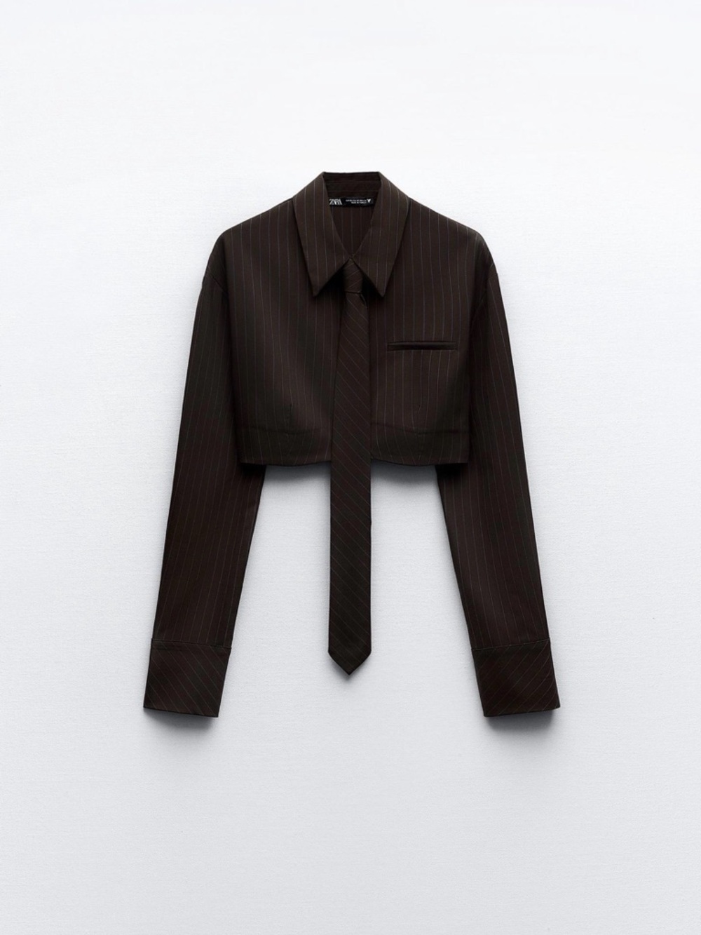 Zara striped crop shirt with necktie
